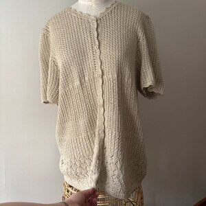 2/$40  Vintage Beige Cottage Crochet Cardigan